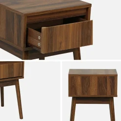 Set 2 comodini effetto legno con cassetto