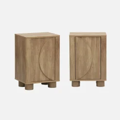 Set 2 comodini effetto legno di mango 1 anta reversibile