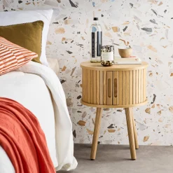 Set 2 comodini scandinavi decorazione legno 2 ante scorrevoli