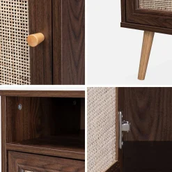 Set 2 comodini scandinavi in intrecciatura cannage