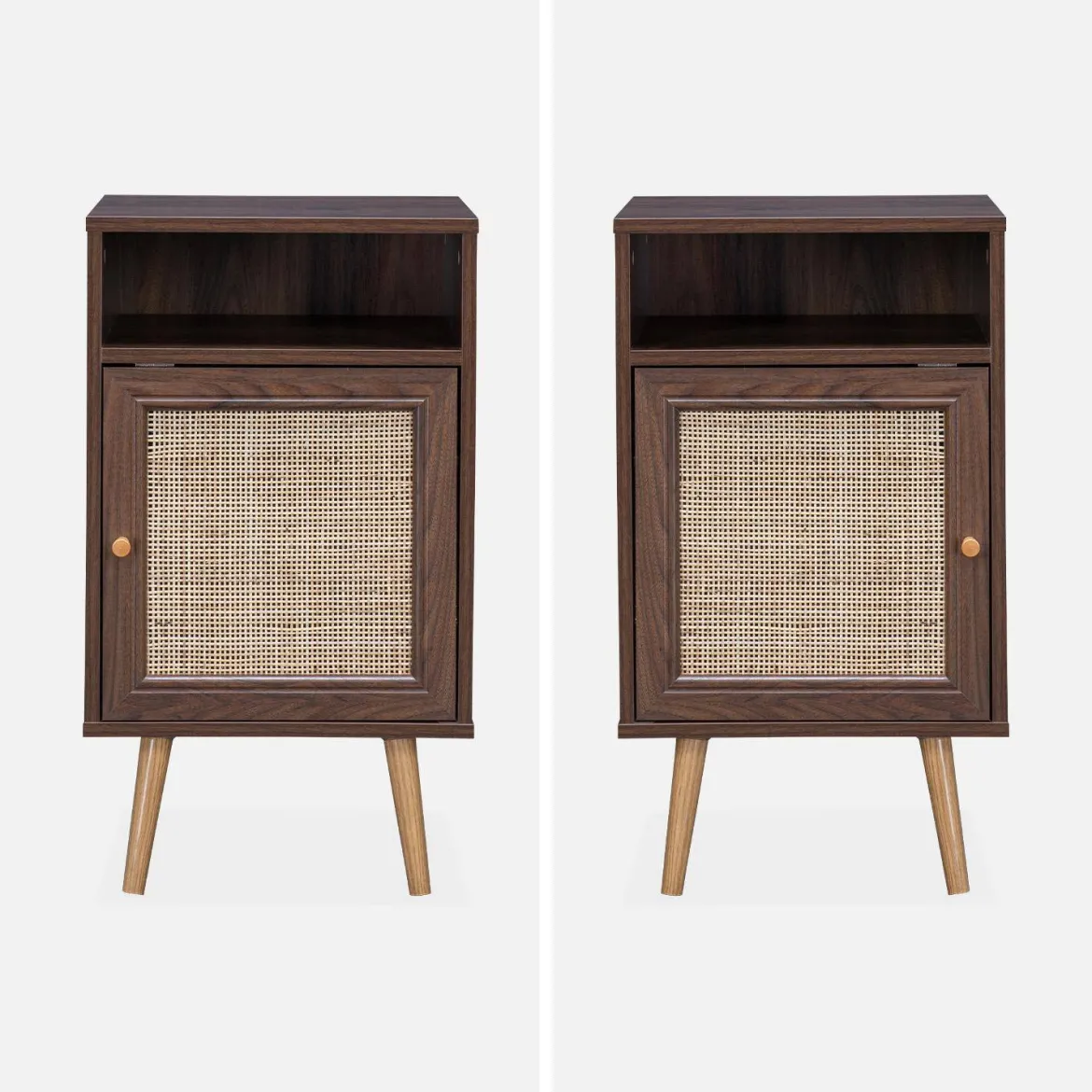 Set 2 comodini scandinavi in intrecciatura cannage