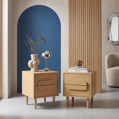 Set 2 comodini vintage effetto legno 2 cassetti