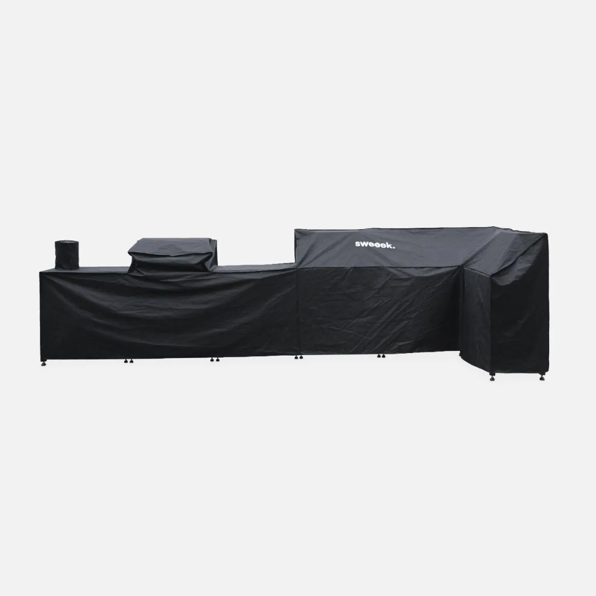 Set di 7 moduli da cucina con barbecue + copertura