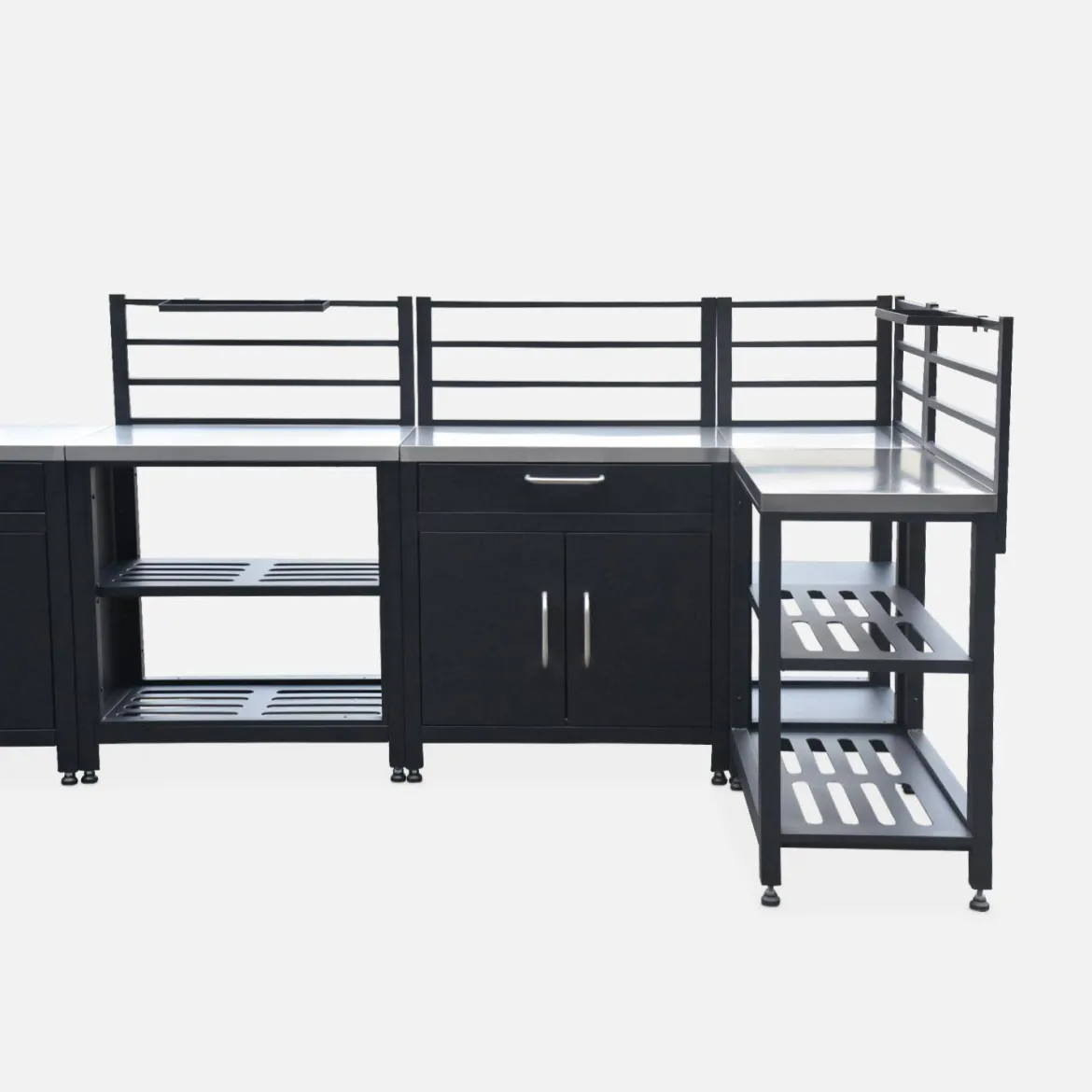 Set di 7 moduli da cucina con barbecue + copertura