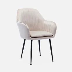 Set di 4 poltrone in velluto con gambe in metallo