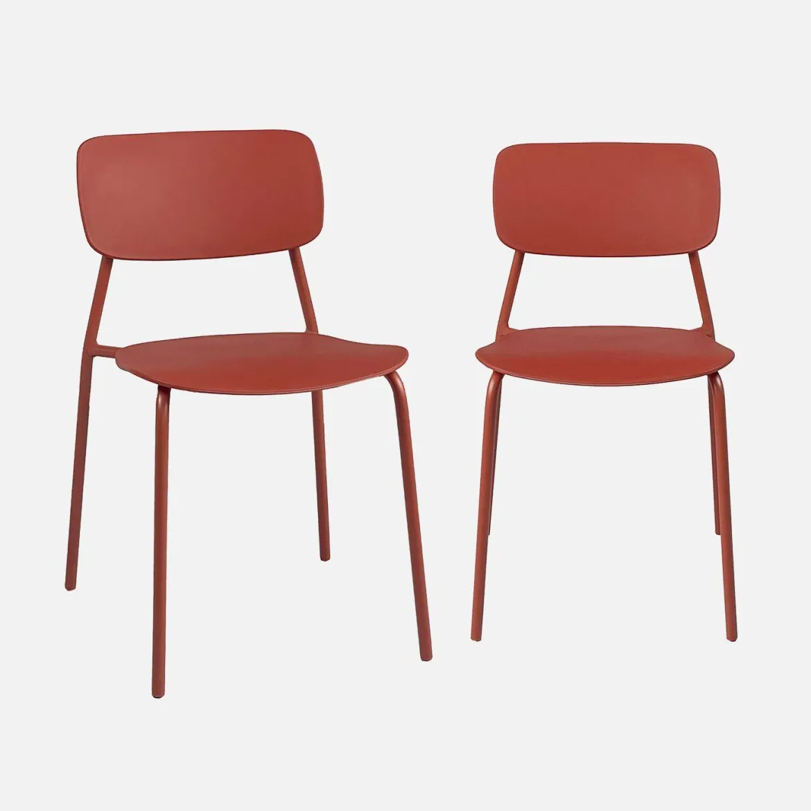 Set di 2 sedie da giardino impilabili in acciaio e plastica