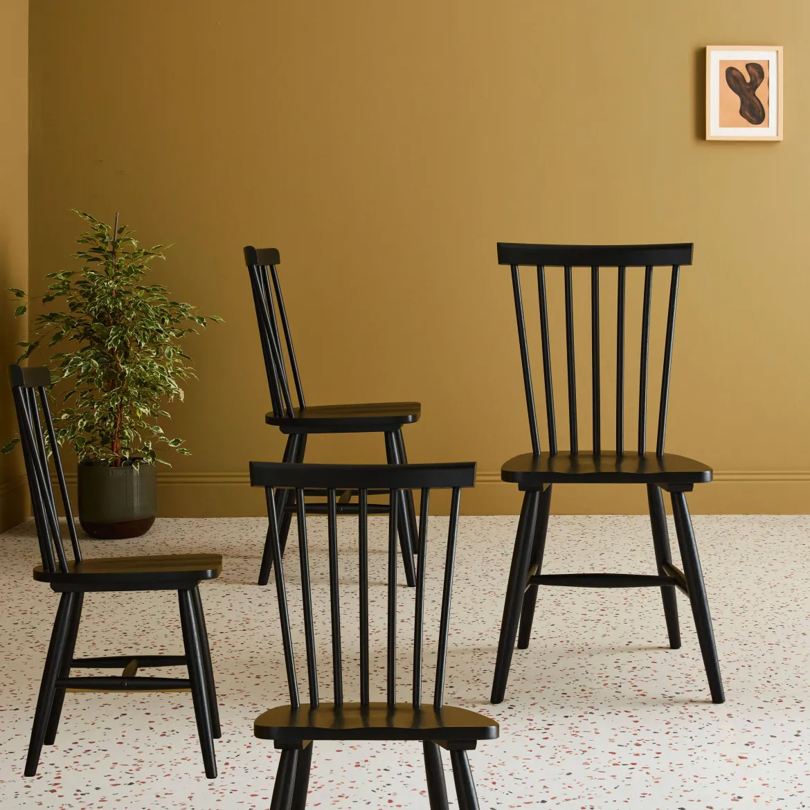 Set di 4 sedie in legno di hevea