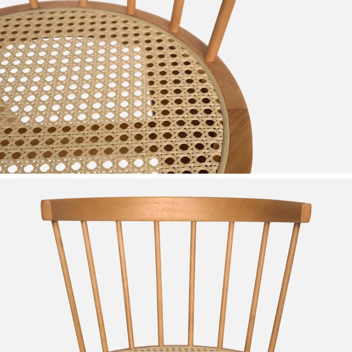 Set di 4 sedie in legno e paglia