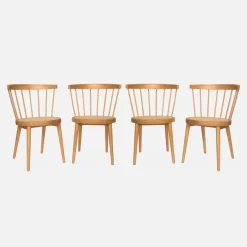 Set di 4 sedie in legno e paglia