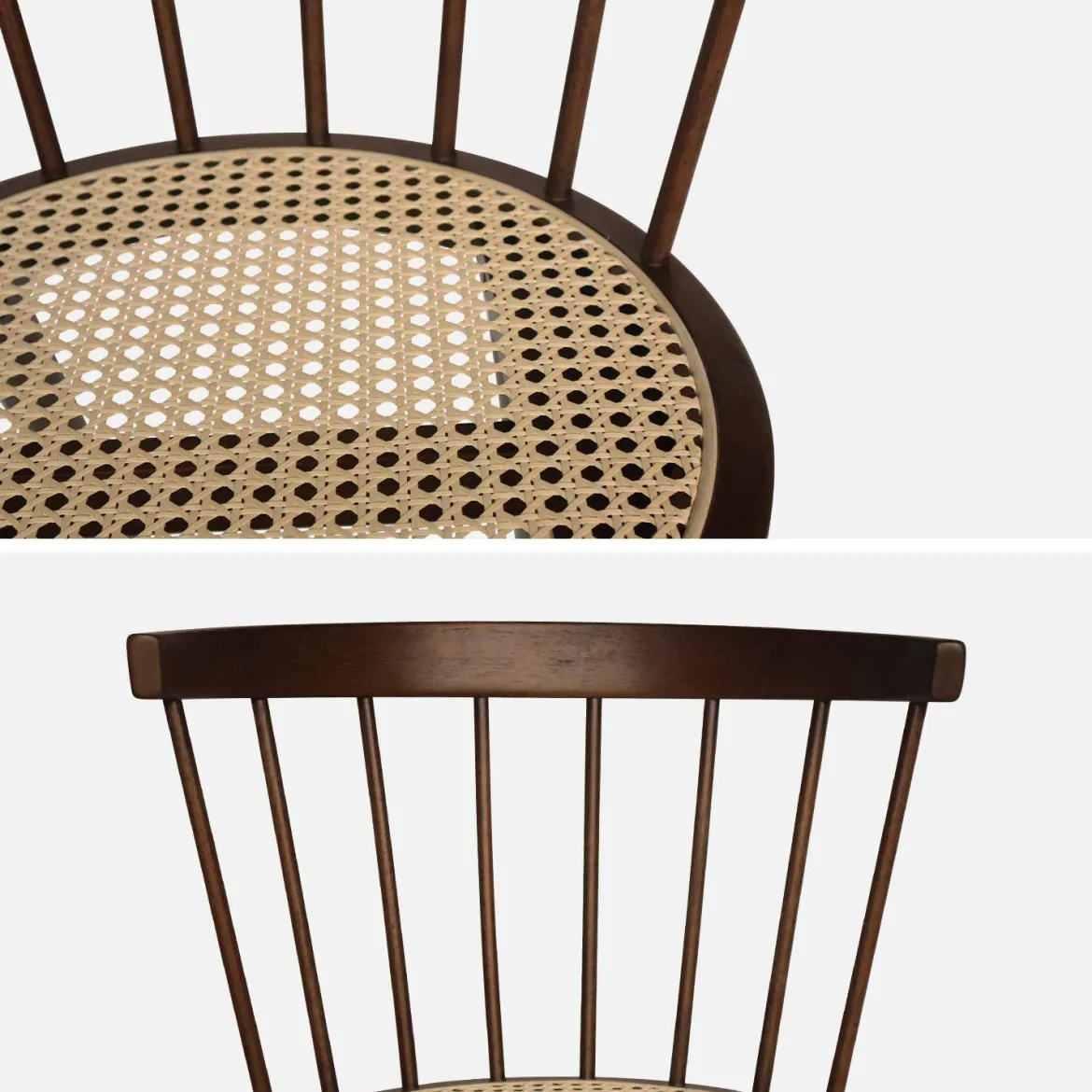 Set di 4 sedie in legno e paglia