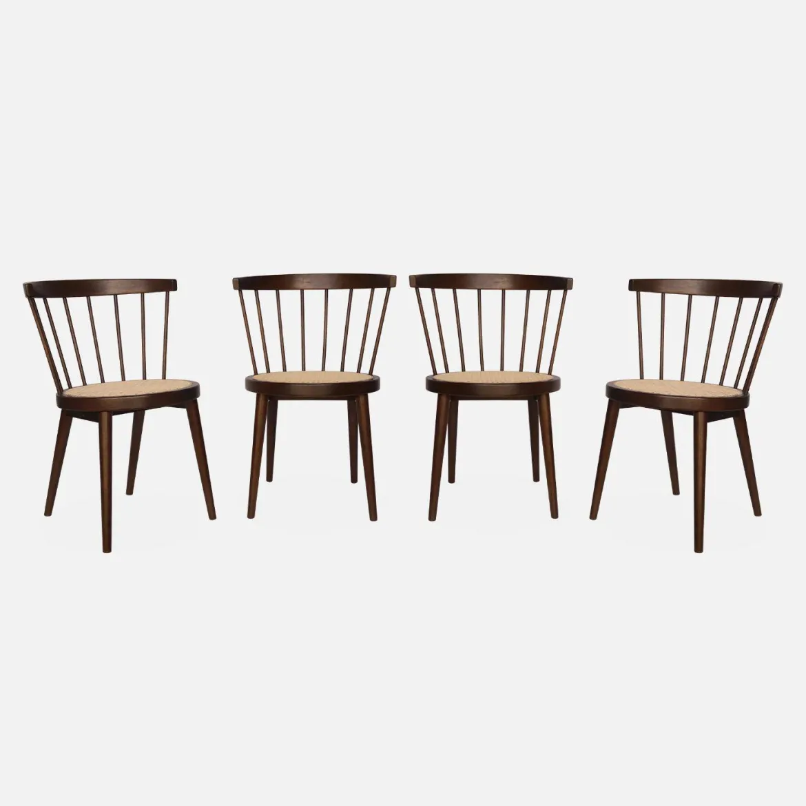 Set di 4 sedie in legno e paglia