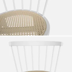 Set di 2 sedie in legno e rattan intrecciato, stile vimini
