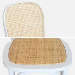 Set di 4 sedie in legno e rattan vintage