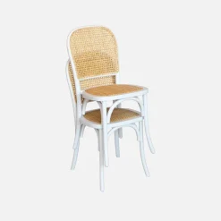 Set di 4 sedie in legno e rattan vintage
