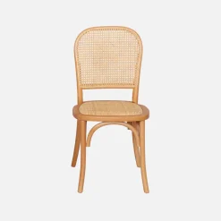 Set di 4 sedie in legno e rattan vintage