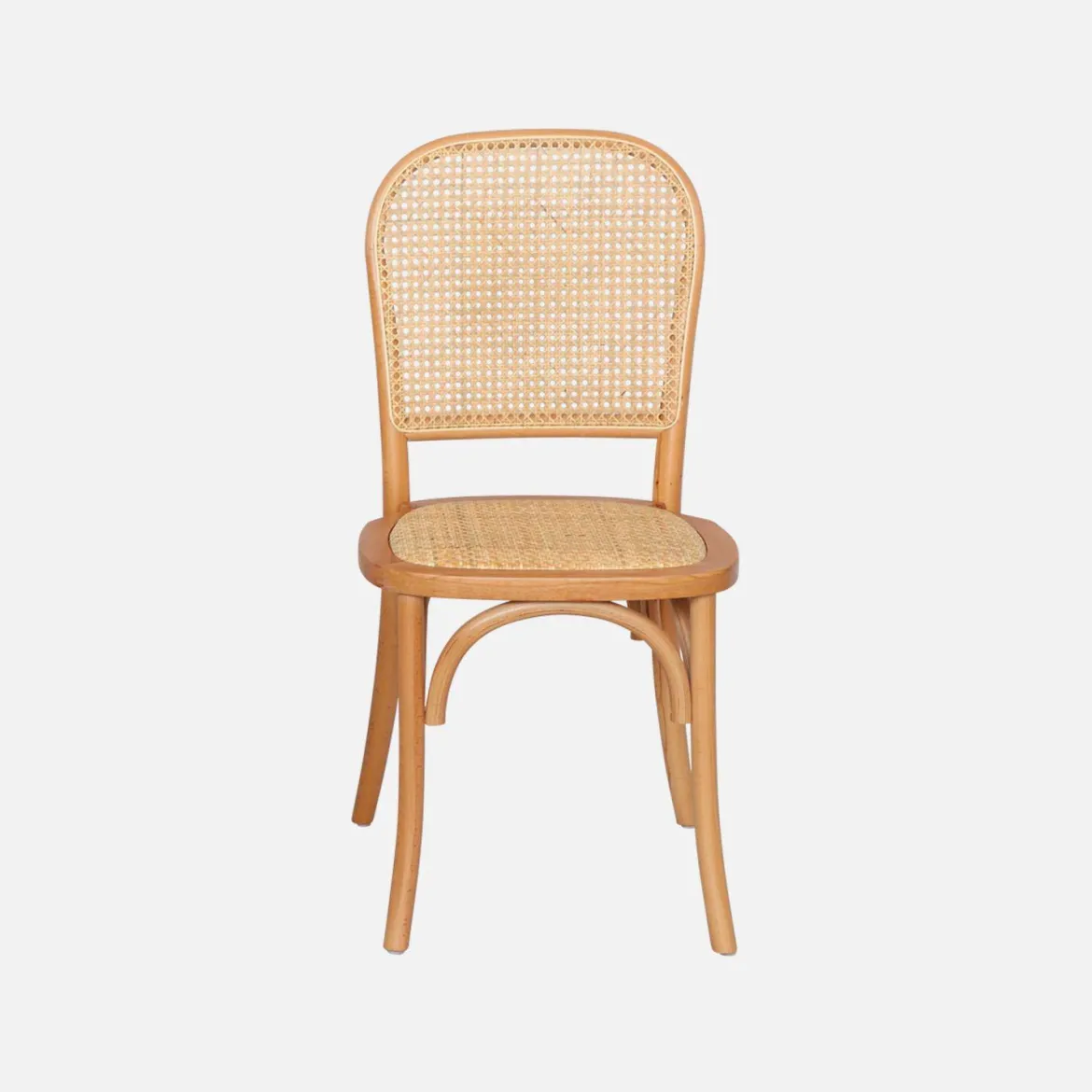 Set di 4 sedie in legno e rattan vintage
