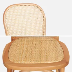 Set di 4 sedie in legno e rattan vintage