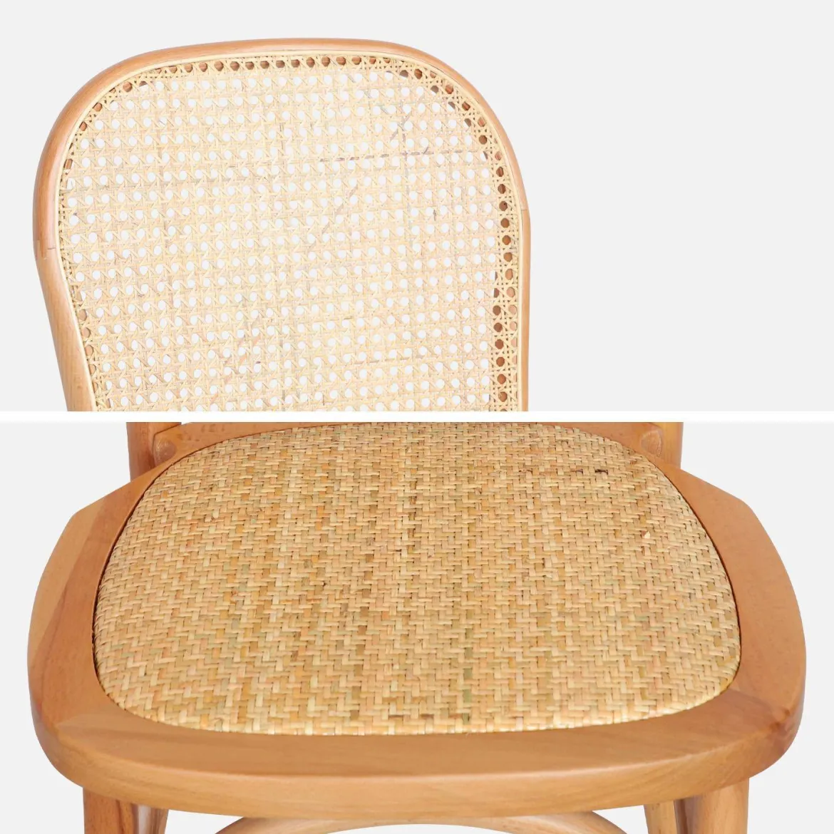 Set di 4 sedie in legno e rattan vintage