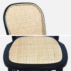 Set di 4 sedie in legno e rattan vintage