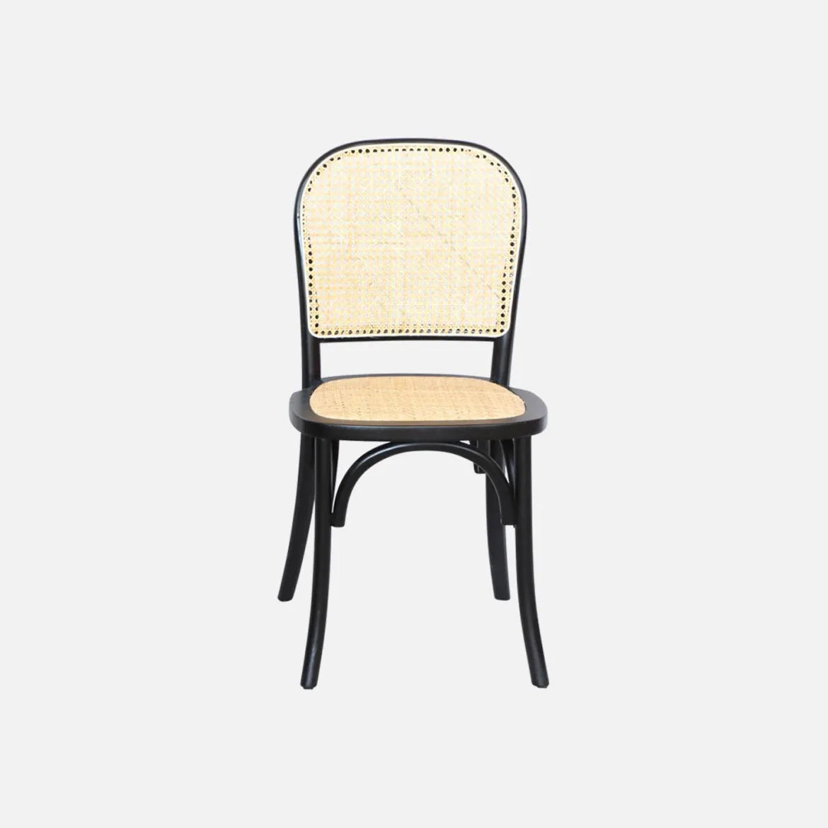 Set di 4 sedie in legno e rattan vintage