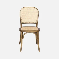 Set di 4 sedie in legno e rattan vintage