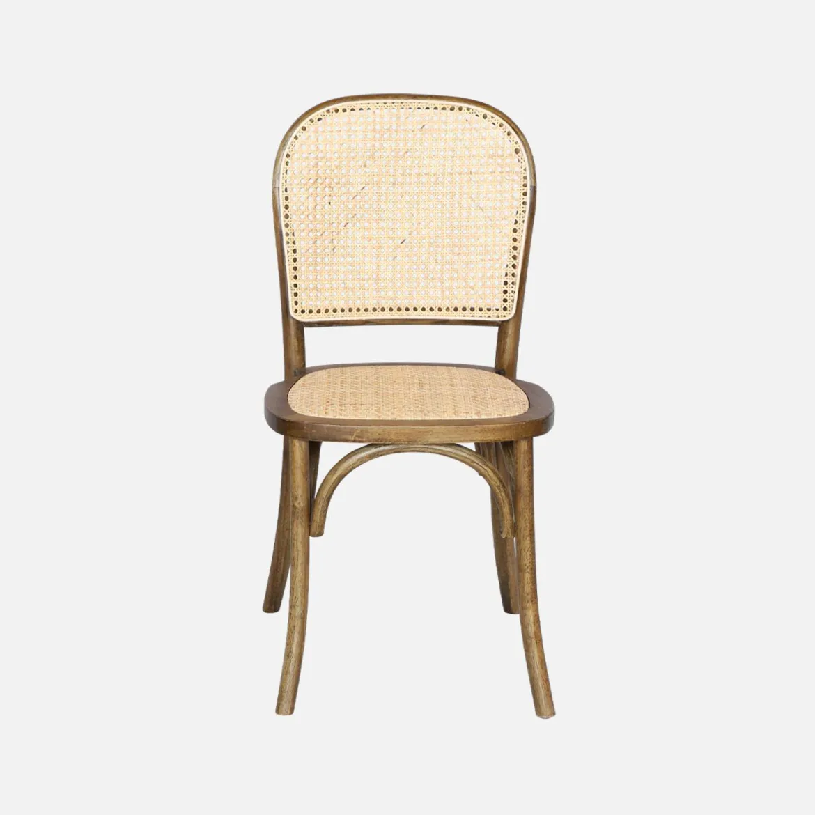 Set di 4 sedie in legno e rattan vintage
