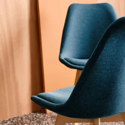 Set di 4 sedie scandinave in legno di faggio e tessuto semplice