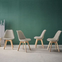 Set di 4 sedie scandinave in legno di faggio e velluto a coste