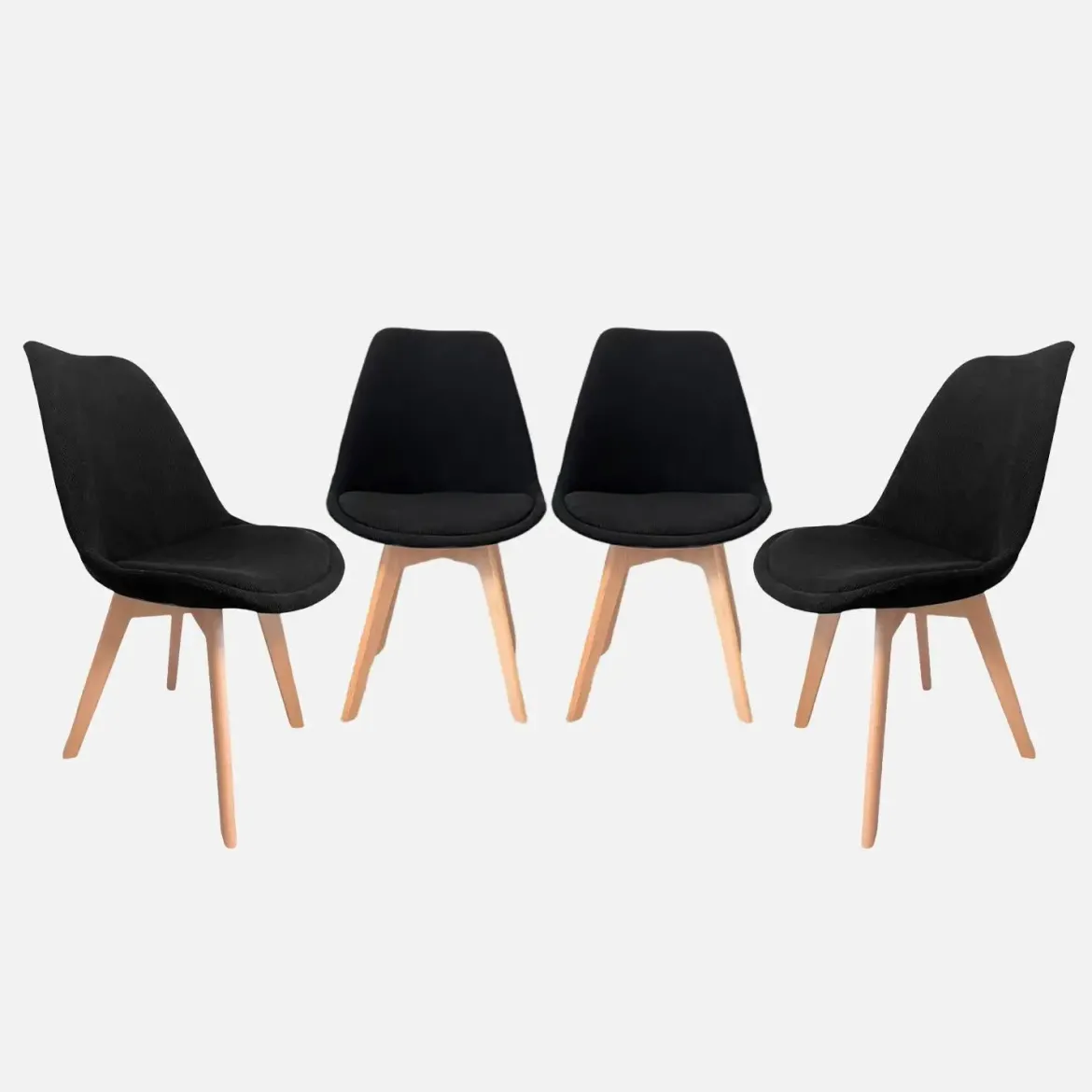 Set di 4 sedie scandinave in legno di faggio e velluto a coste