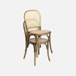 Set di 2 sedie vintage in legno e rattan