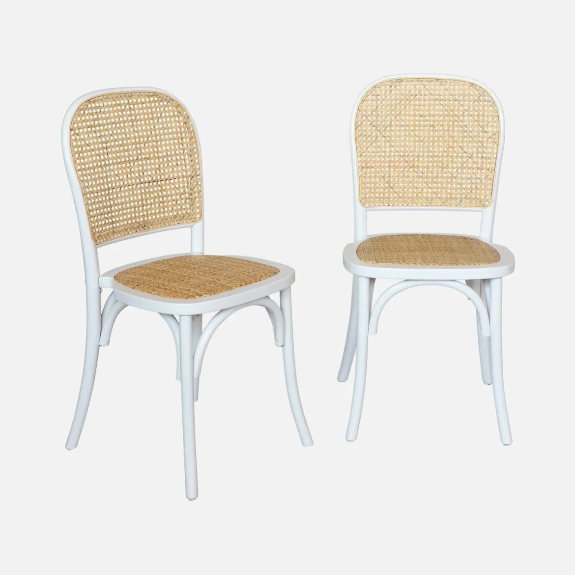 Set di 2 sedie vintage in legno e rattan