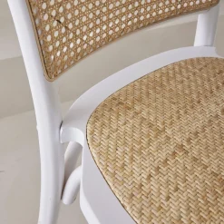 Set di 2 sedie vintage in legno e rattan