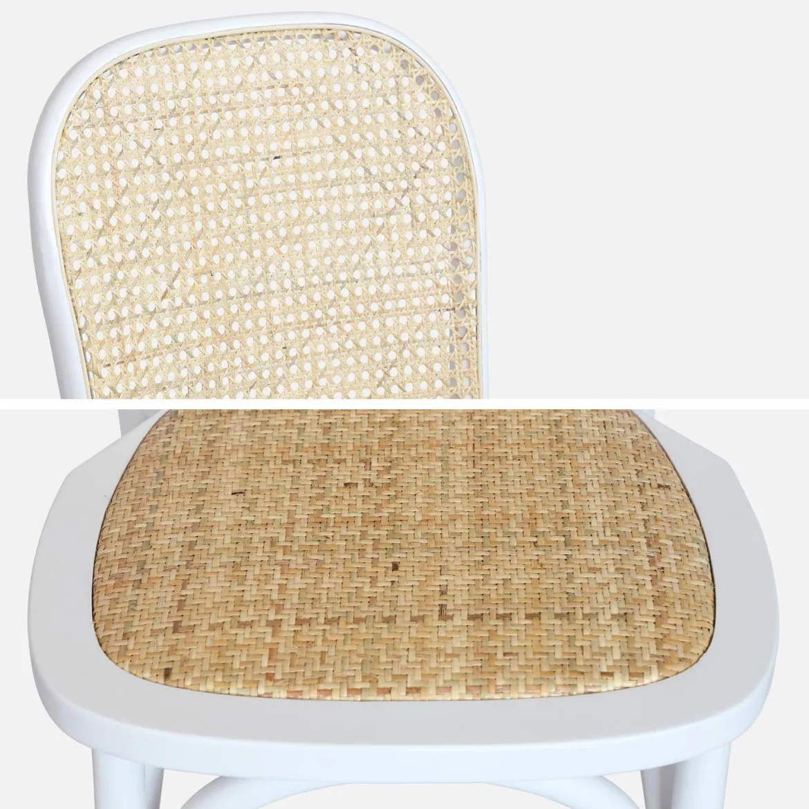 Set di 2 sedie vintage in legno e rattan
