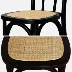 Set di 4 sedie vintage in legno e rattan