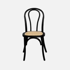 Set di 4 sedie vintage in legno e rattan