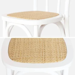 Set di 4 sedie vintage in legno e rattan