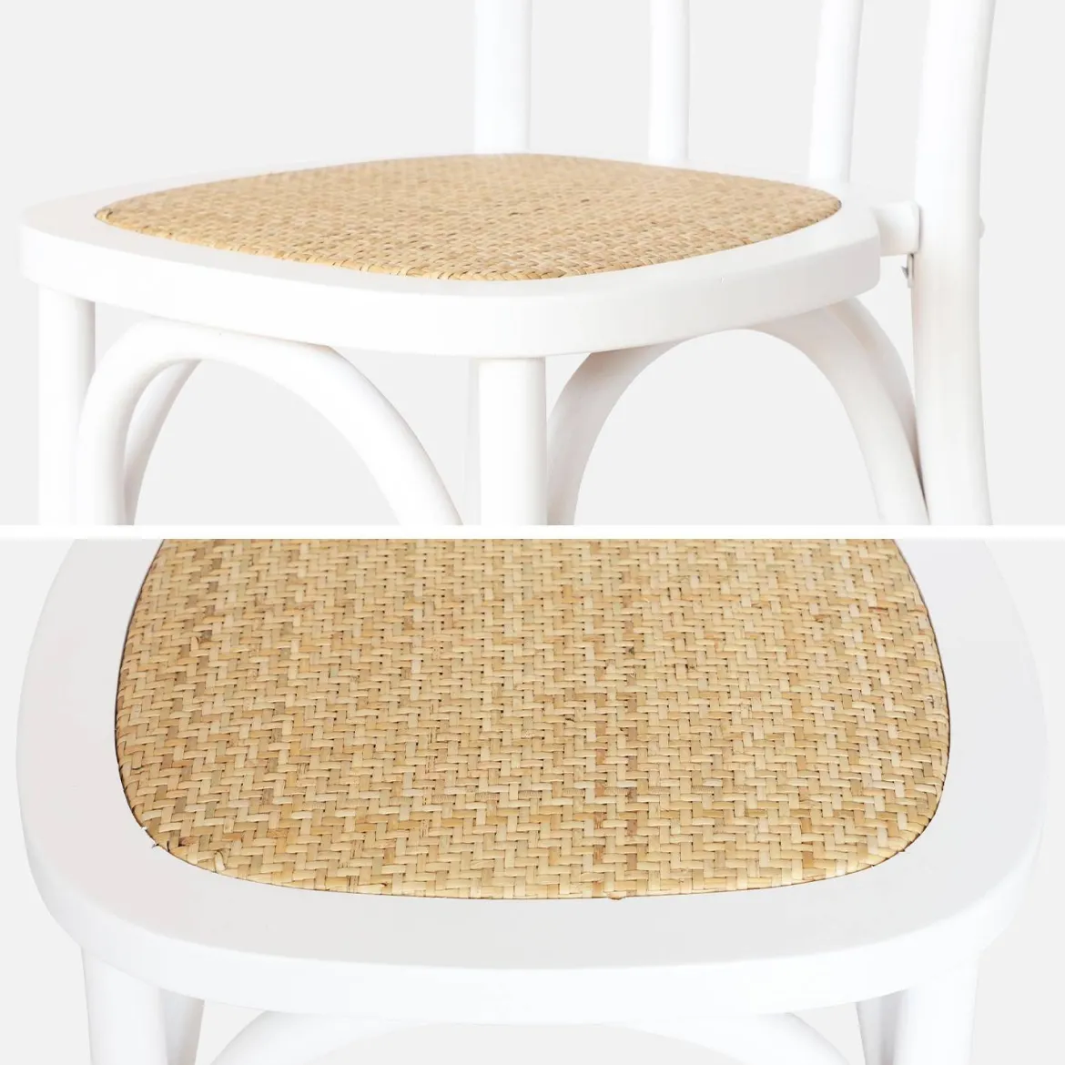 Set di 4 sedie vintage in legno e rattan