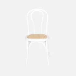 Set di 4 sedie vintage in legno e rattan
