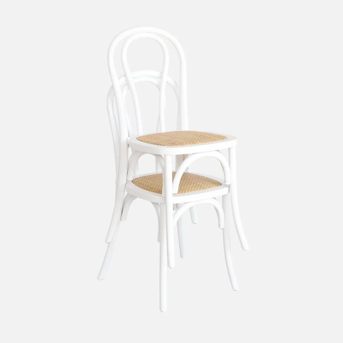 Set di 4 sedie vintage in legno e rattan