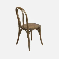 Set di 4 sedie vintage in legno e rattan