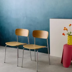 Set di 2 sedie vintage in metallo e compensato