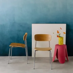 Set di 2 sedie vintage in metallo e compensato