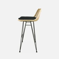Set di 2 sgabelli da bar in metallo e rattan, 67cm
