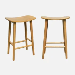 Set di 2 sgabelli da bar vintage in legno di hevea