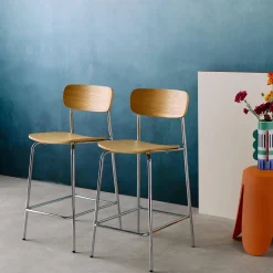 Set di 2 sgabelli da bar vintage metallo e compensato