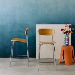 Set di 2 sgabelli da bar vintage metallo e compensato