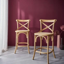 Set di 2 sgabello da bar bistrot vintage legno