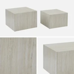 Set di 2 tavolini quadrati con effetto marmo