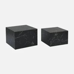 Set di 2 tavolini quadrati con effetto marmo