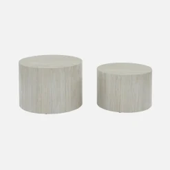 Set di 2 tavolini rotondi con effetto marmo